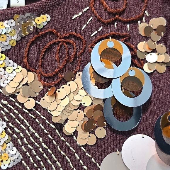 Joseph A Brown and Gold Sequin Tank Top Size Small - Picture 6 of 8